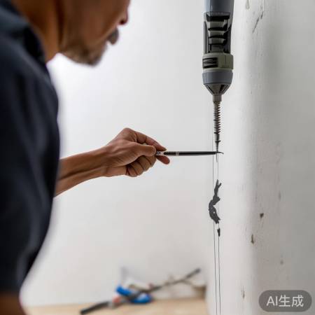 画孔钻孔,确保水平