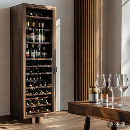 酒柜红酒杯，风格协调美。