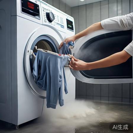 洗衣机洗完，小心取衣