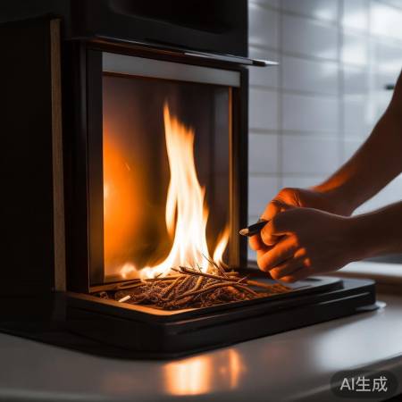 点燃干柴,耐心等待火势。