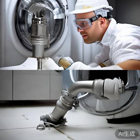 拆下洗衣机排水管,勿猛拧