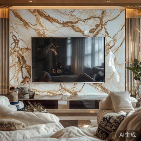 仿大理石电视机背景墙：打造家居新风尚