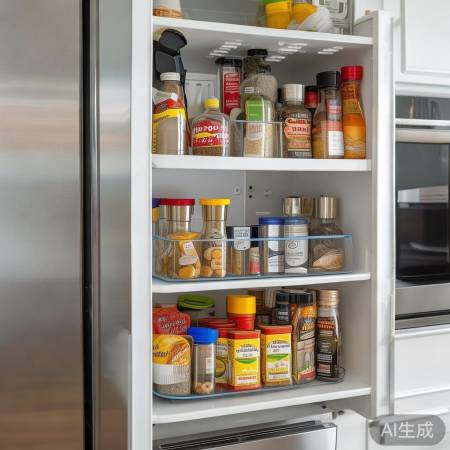冰箱侧面置物隔板巧用，空间利用翻倍！