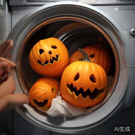 洗衣机里惊现南瓜灯，竟有如此神奇效果？