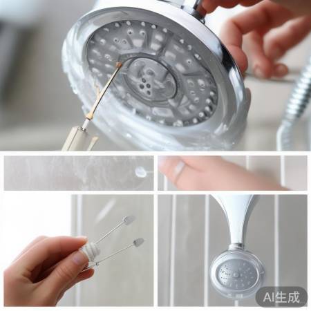 花洒孔堵塞，细铁丝清理