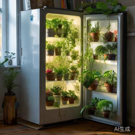 旧冰箱变简易花房