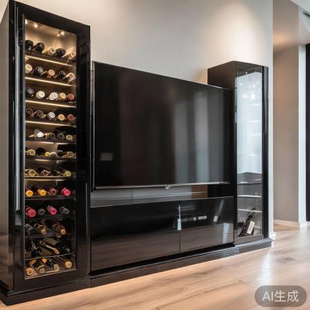 电视红酒柜背景墙一体效果图，打造家居新风尚