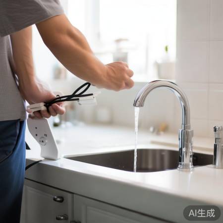 检查电磁阀，开启电源与水龙头