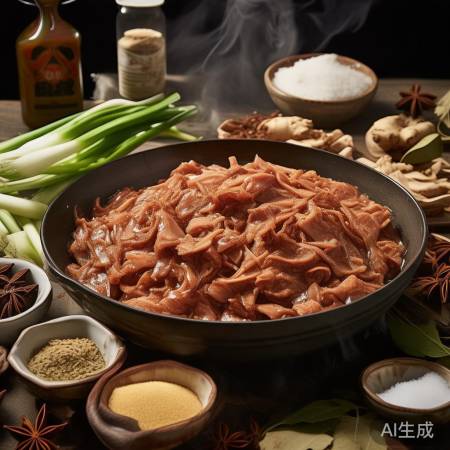 肉片加调料腌制