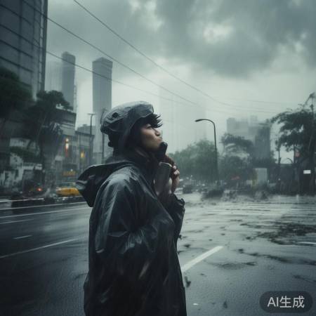 外卖小哥,台风紫檀来袭
