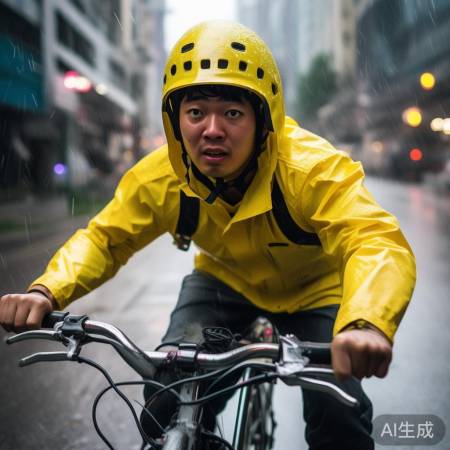 外卖小哥台风摔倒